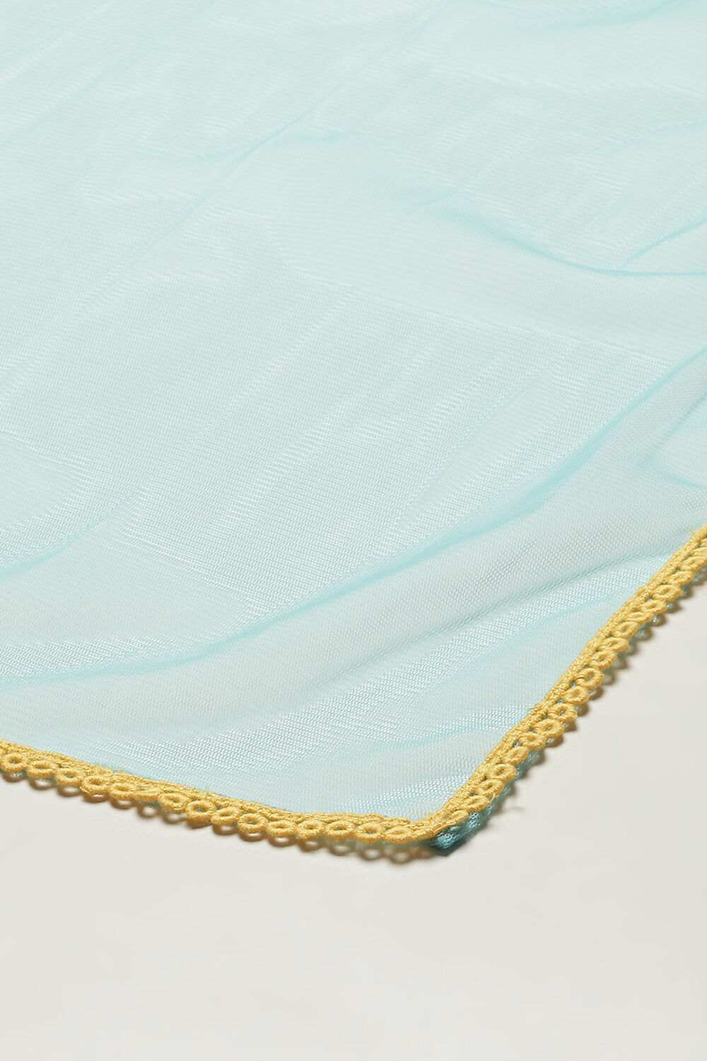 Turquoise Yarndyed A-Line Kurta Regular Pants Suit Set image number 3