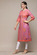 Purple Cotton Printed Straight Kurta image number 2