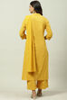 Mustard Printed Cotton Straight Kurta Palazzo Suit Set image number 4