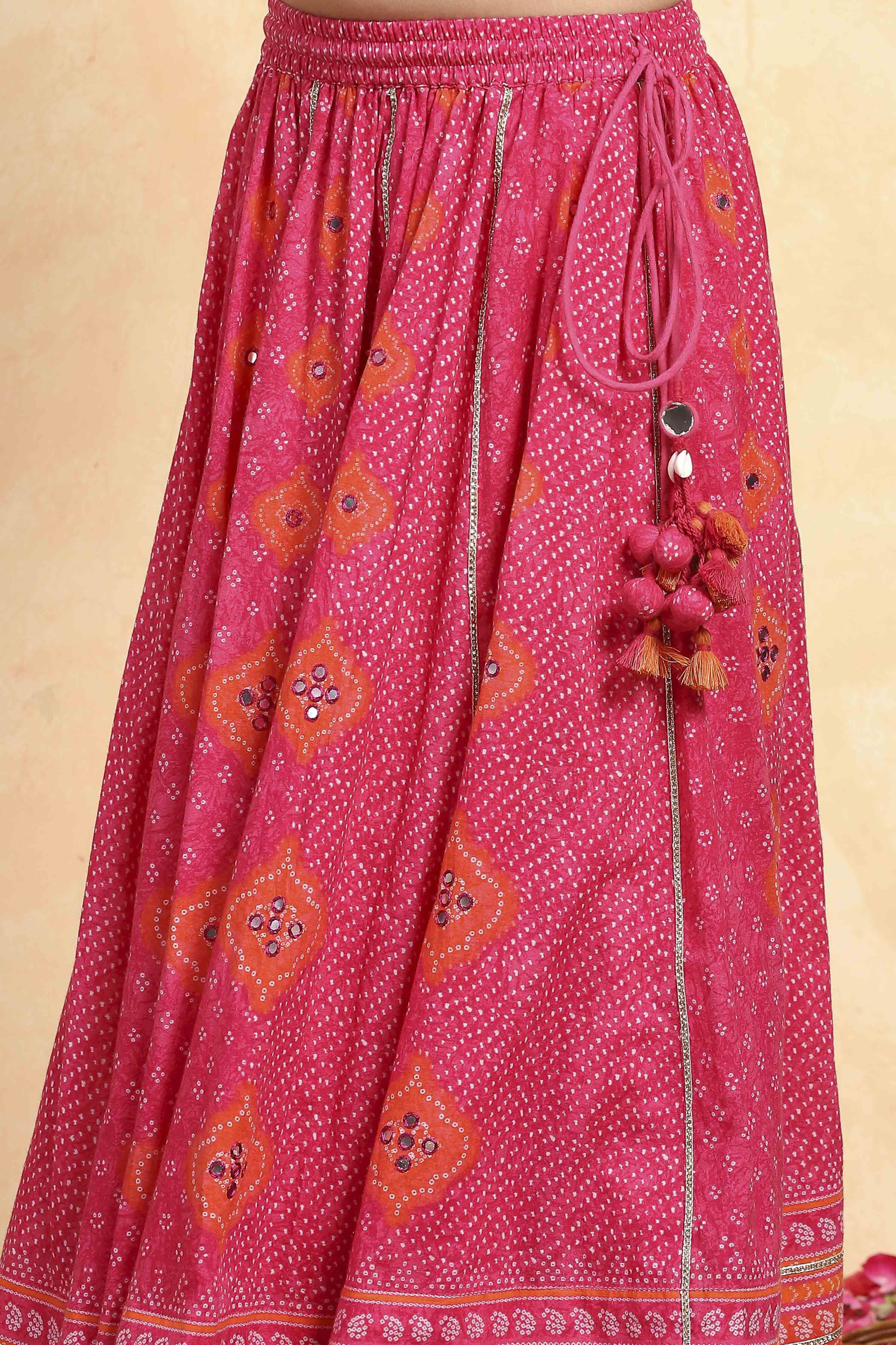 Pink Cotton Printed Fitted Lehenga Set image number 2
