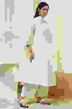 Off-White Embroidered Kalidar Suit Set image number 5