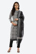 Grey Cotton Unstitched Suit Set image number 7