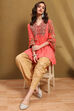 Blue and Beige Embroidered Peplum Kurta Set image number 0