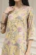 Yellow Cotton Blend Printed Straight Kurta image number 1