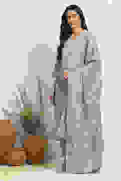 Blue Chanderi Machine Embroidered Unstitched Suit Set image number 4