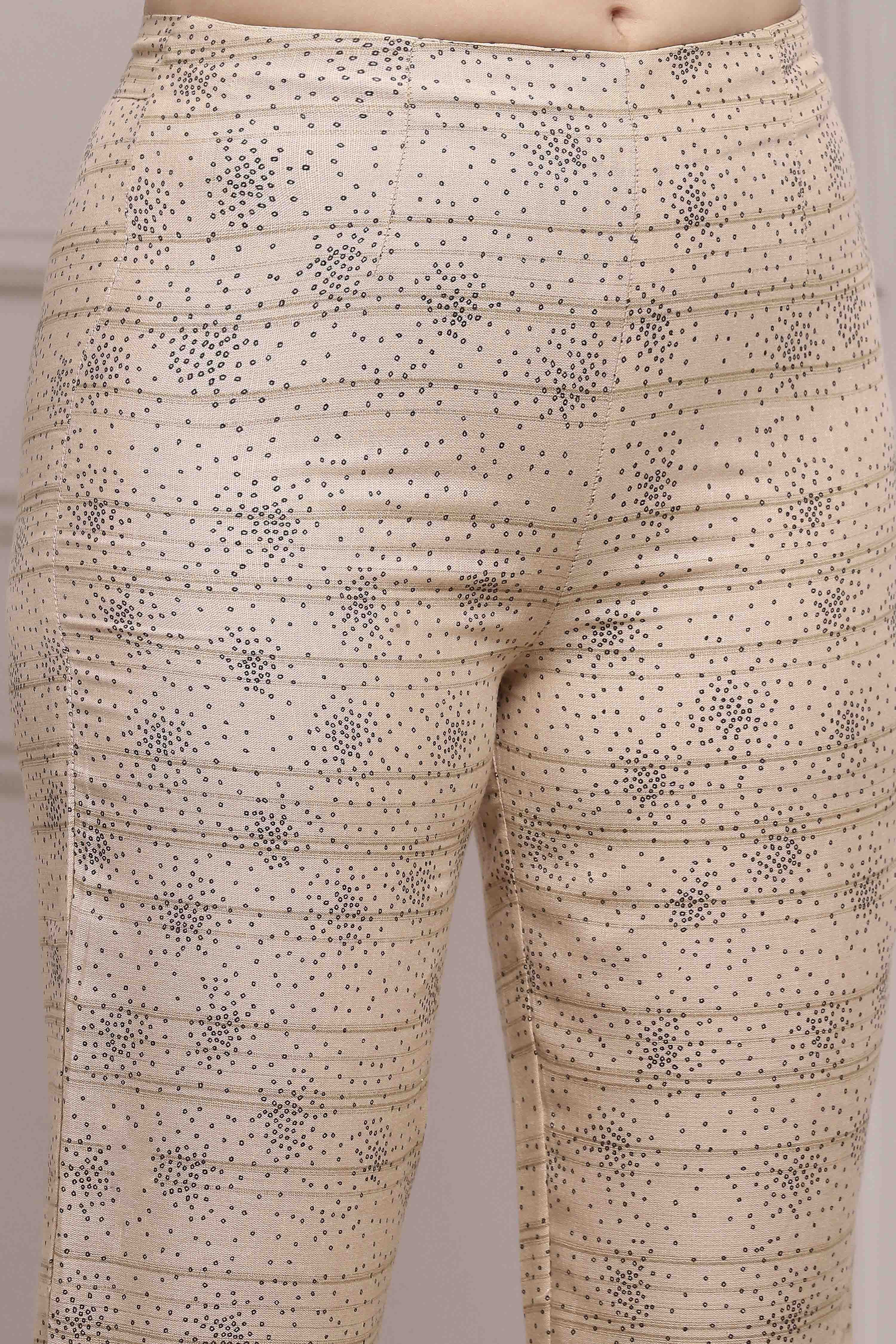 Beige Rayon Pants image number 1