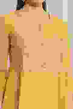 Yellow Polyester Flared Kurta Pants Set image number 1