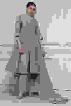 Blue Silk Chanderi Anarkali Suit Set image number 0