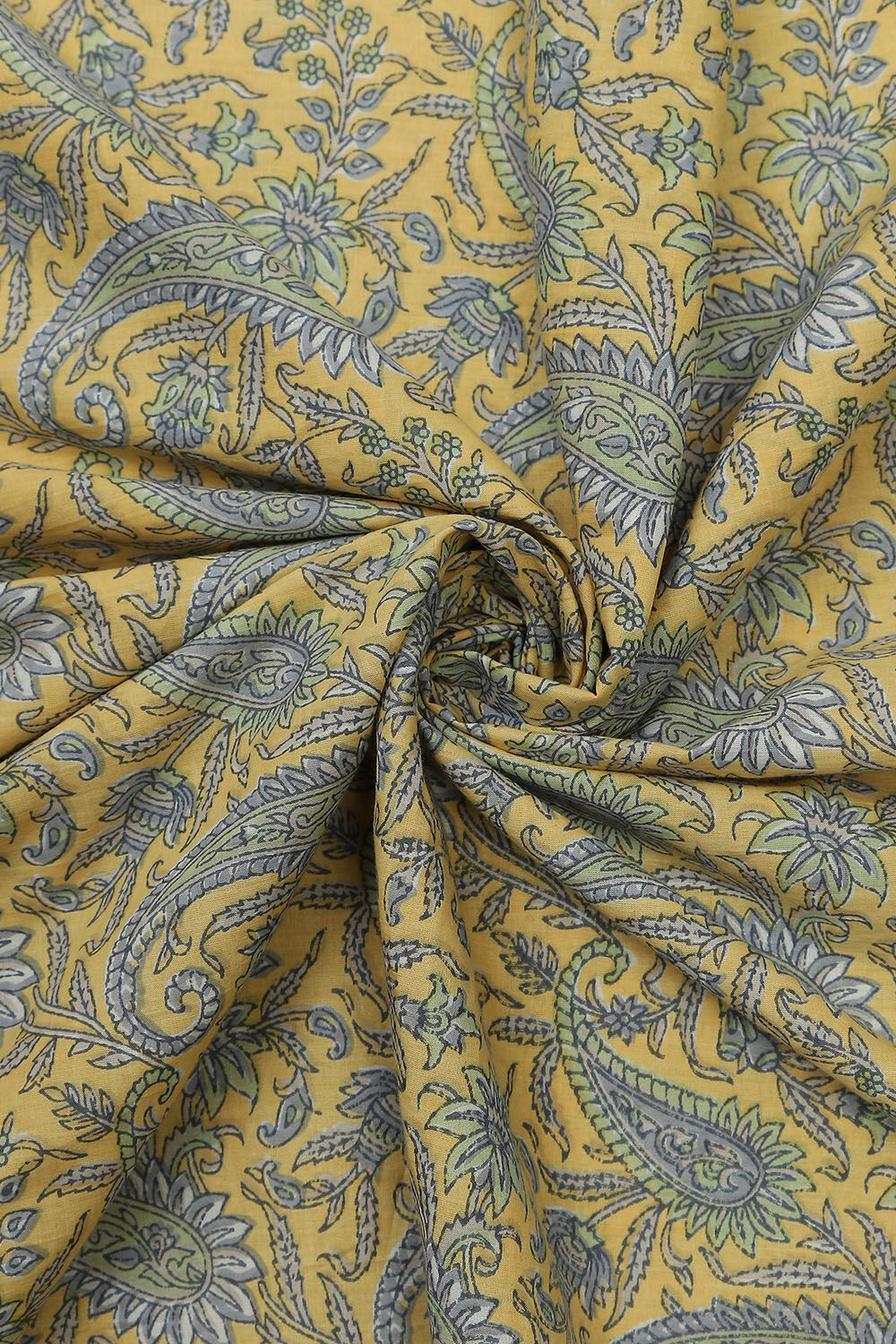 Yellow Cotton Printed Unstitched Kurta Set image number 2