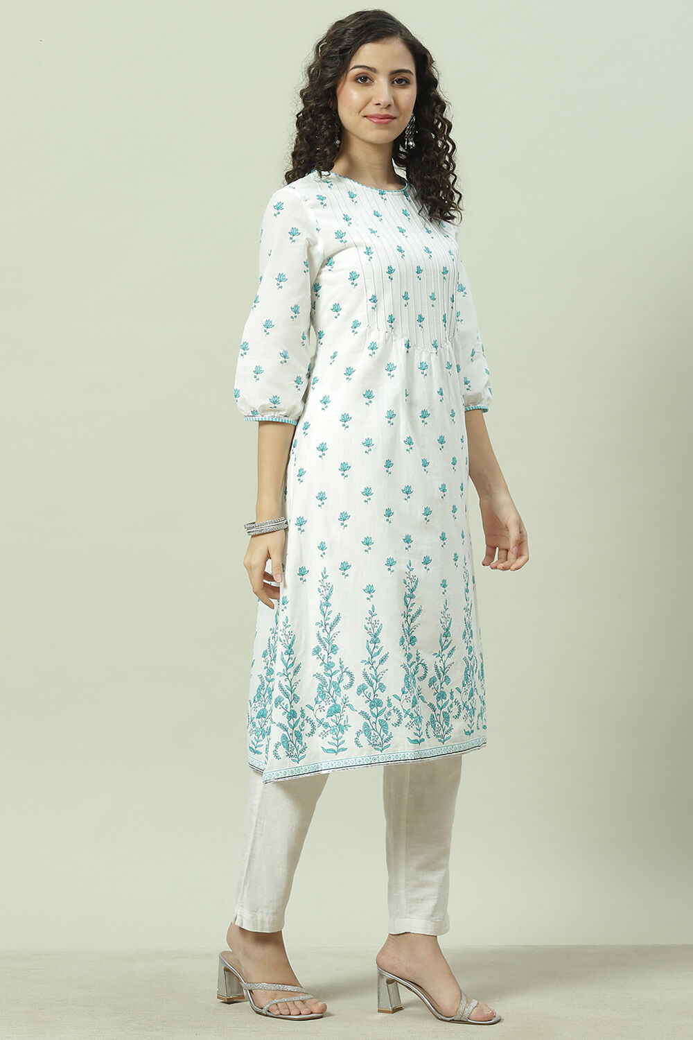 Sky Blue Cotton Straight Kurta image number 0