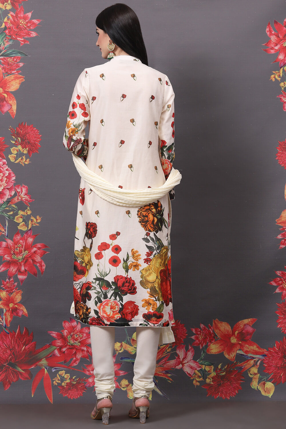 Rohit Bal Black Cotton Silk Straight Printed Suit Set image number 4