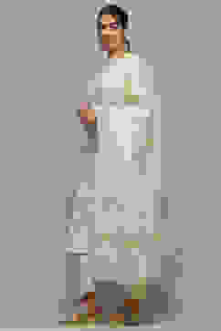 Off White Tissue Unstitched Suit set image number 5