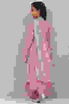 Onion Pink Cotton Anarkali Kurta Churidar Suit Set image number 4