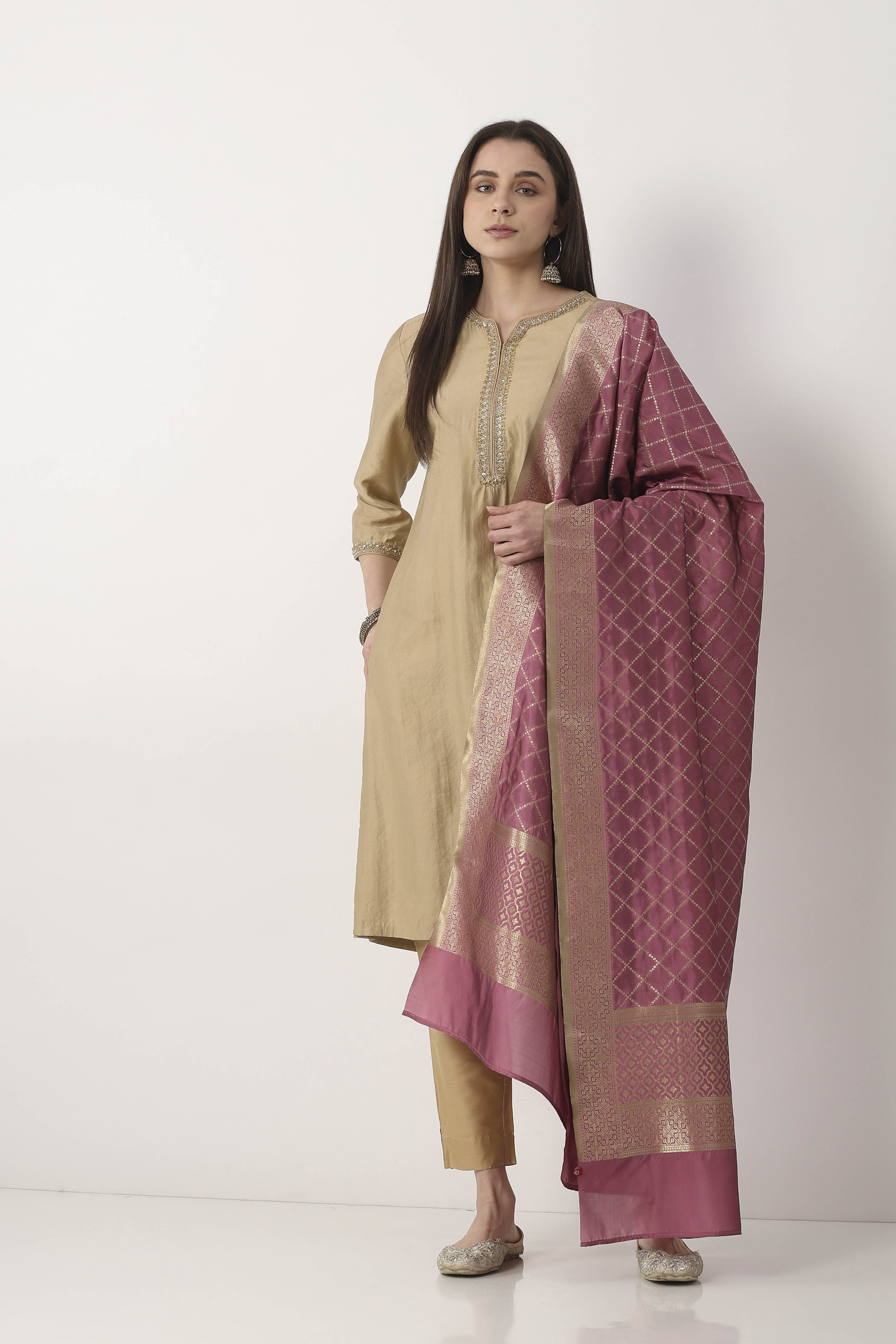 Onion Pink Art Silk Dupatta image number 0