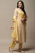 Yellow Cotton Handloom Unstitched Suit Set image number 5