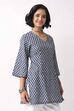 Indigo Cotton Ethnic Motif Print Lace-Up Kurti image number 4