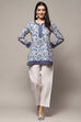 Blue Polyester Straight Kurti