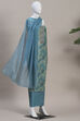 Blue Modal Rajasthani Print Unstitched Suit Set image number 4