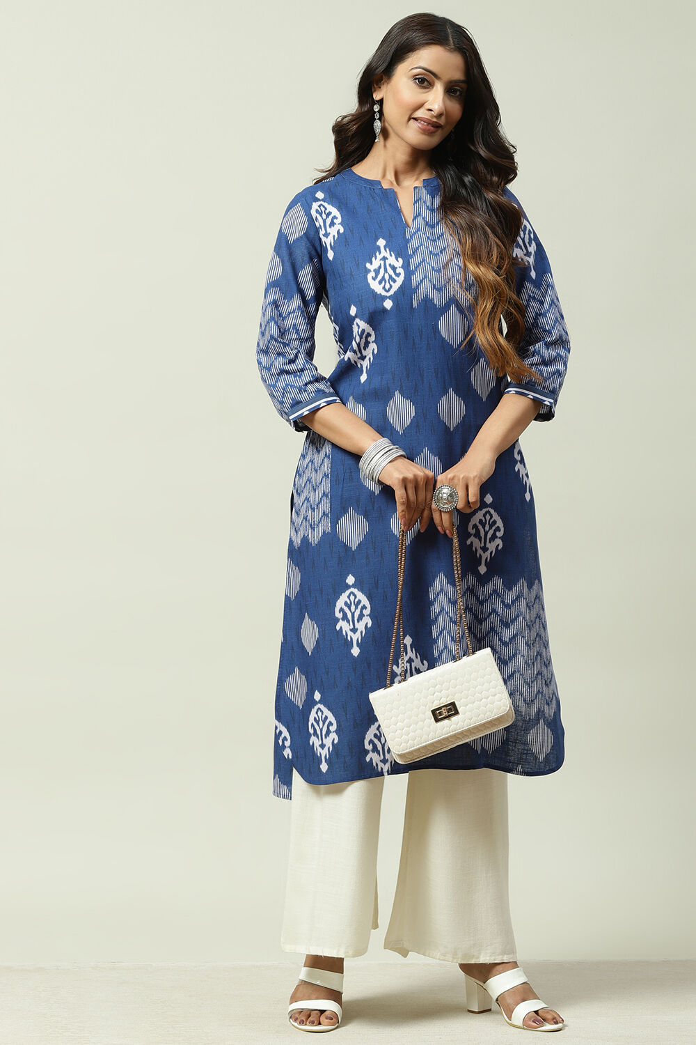 Red Cotton A Line Kurta image number 2