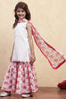 Red and White Cotton Schiffli Straight Suit Set image number 3