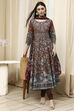 Black Cotton Fitted Anarkali Suit Set image number 0