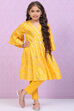 Yellow Viscose Flared Kurta Legging Suit Set