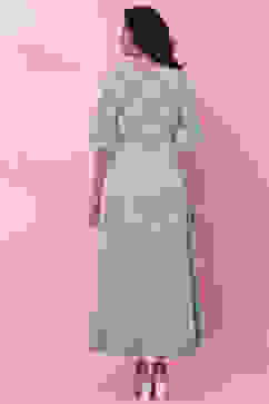 Sage Green Cotton Printed Kurta Dress image number 4