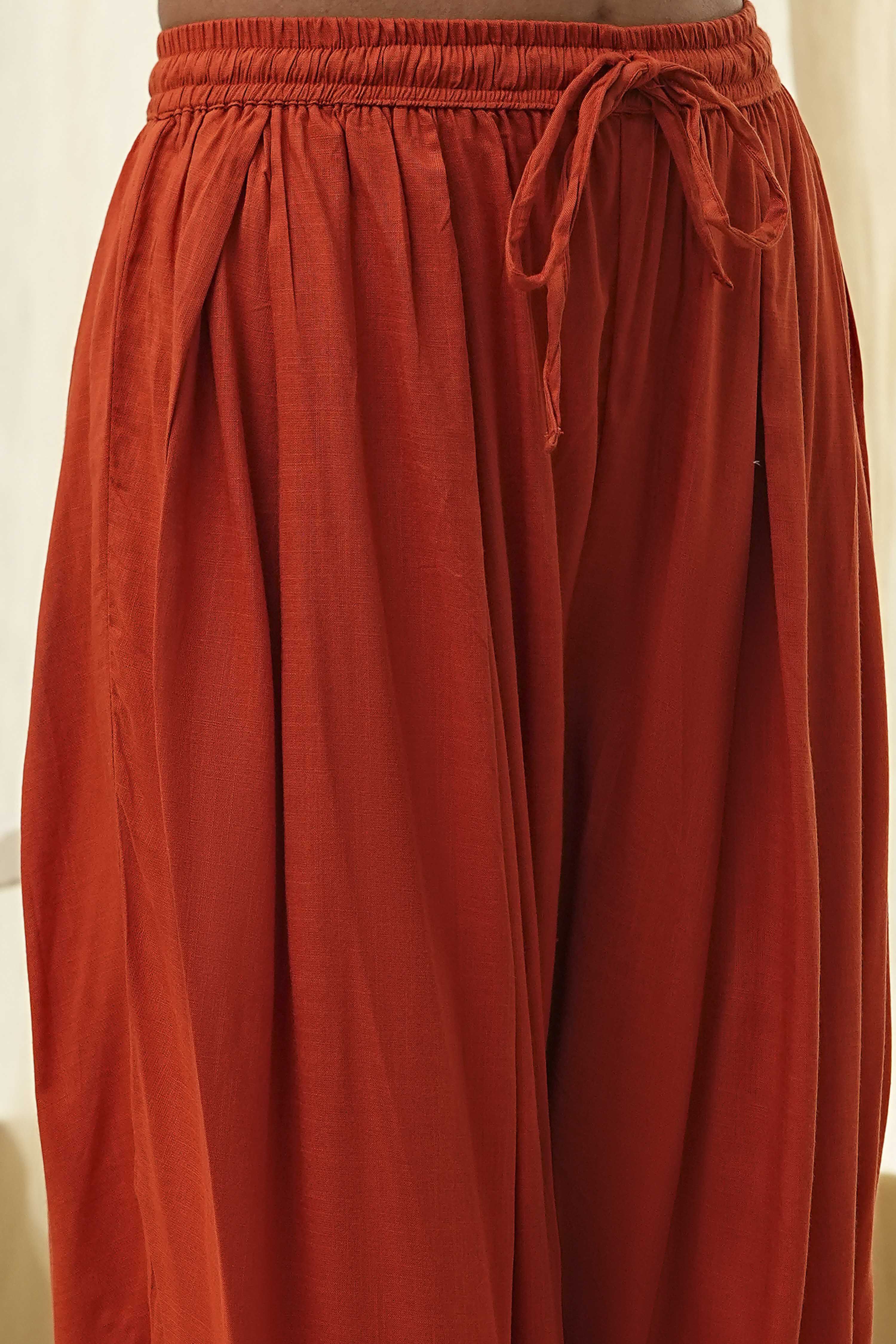 Burnt Orange Straight Solid Co-ord Set image number 2