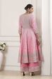 Rose Pink Cotton Silk Anarkali Suit Set image number 4