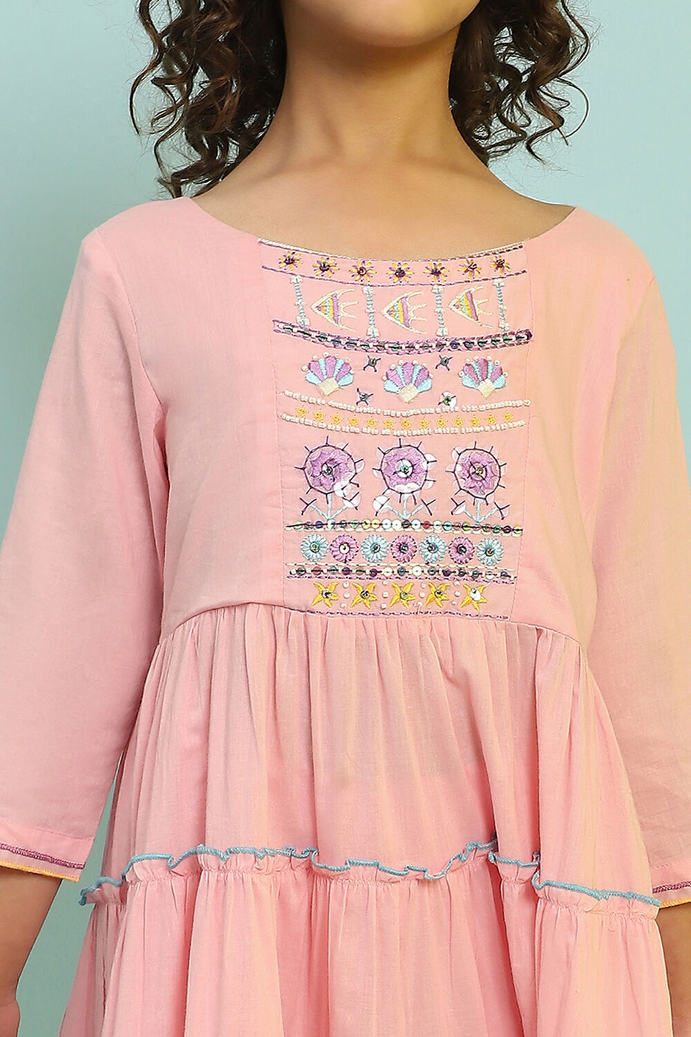 Pastel Green Cotton Tiered Suit Set image number 1