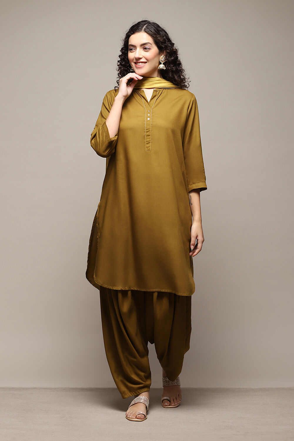 Bronze Burst LIVA Blend Straight Solid Suit Set image number 7