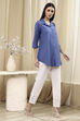 Dusk Blue Cotton Blend Solid Straight Shirt Style Kurti image number 0