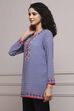 Blue Art Silk Printed Straight Short Kurta image number 2