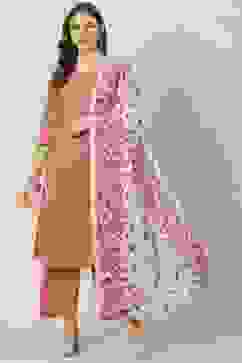 Peach Solid Cotton Kalidar Kurta Palazzo Suit Set image number 0