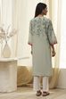 Beige and Blue Cotton Floral Straight Kurta image number 3