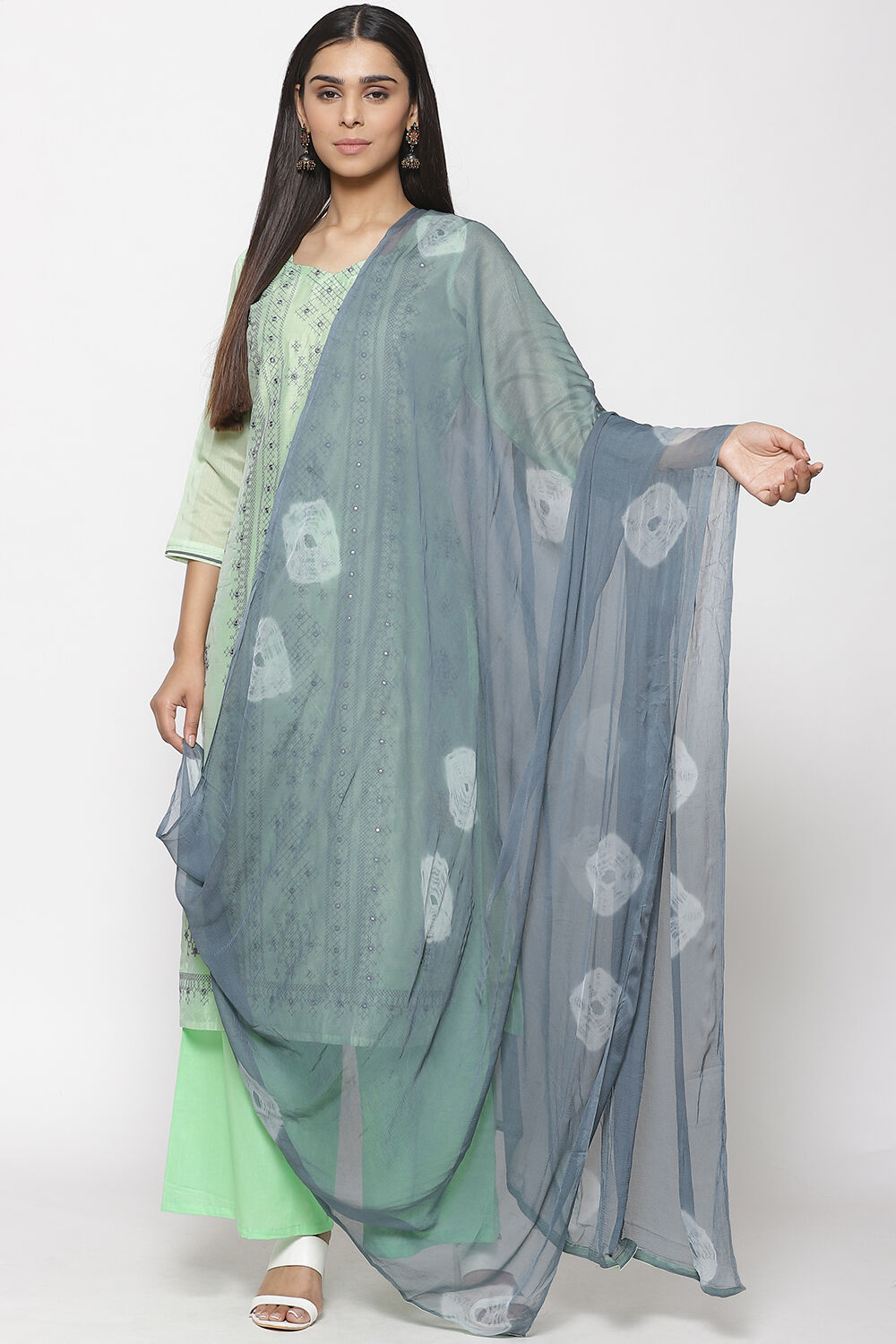 Yellow Chanderi Hand Embroidered Unstitched Suit Set image number 0