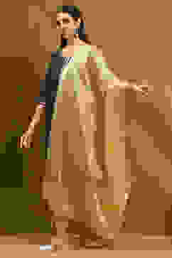 Gold-Toned Poly Silk Yarn-Dyed Festive Dupatta image number 2