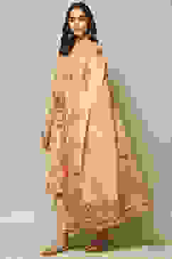 Peach Cotton A-Line Kurta Palazzo Suit Set image number 7