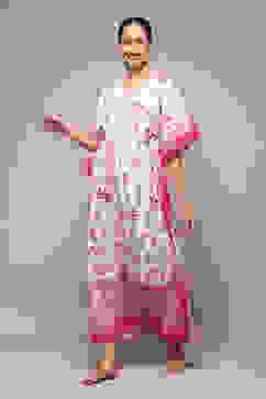 Ivory Cotton Printed Kaftan image number 2