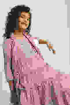 Violet Cotton Tiered Suit Set image number 1