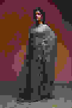 Sage Green Pure Chinnon Pre-Draped Saree image number 2