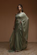 Sage Green Pure Chinnon Pre-Draped Saree image number 2