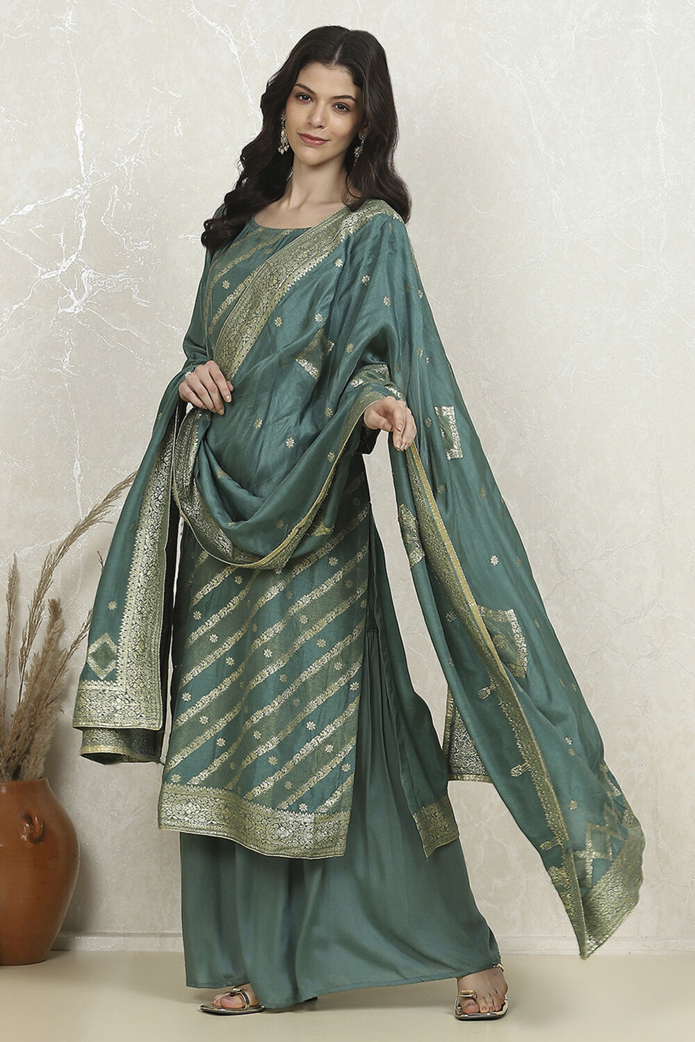 Pink Cotton Printed Embroidered Unstitched Suit Set image number 1