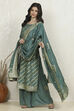 Pink Cotton Printed Embroidered Unstitched Suit Set image number 1