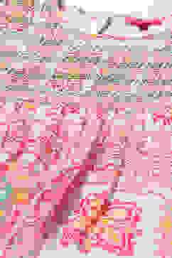 Pink Mosaic Printed Chiffon Dress With Smocking On Yoke image number 1