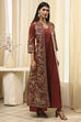Earthy Brown Printed Layered Cape Dress image number 4