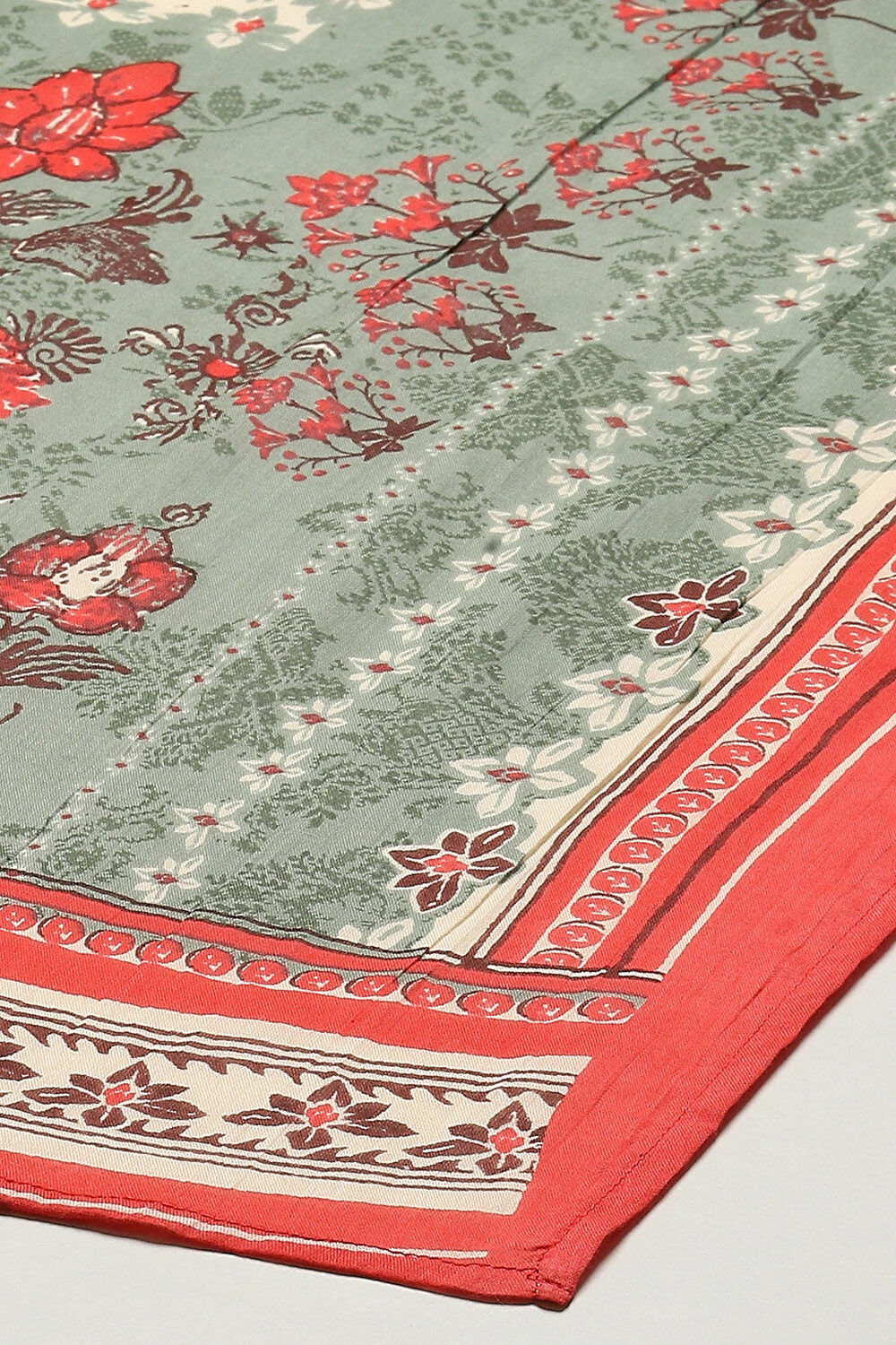 Sage Green Cotton Anarkali Kurta Palazzo Suit Set image number 3