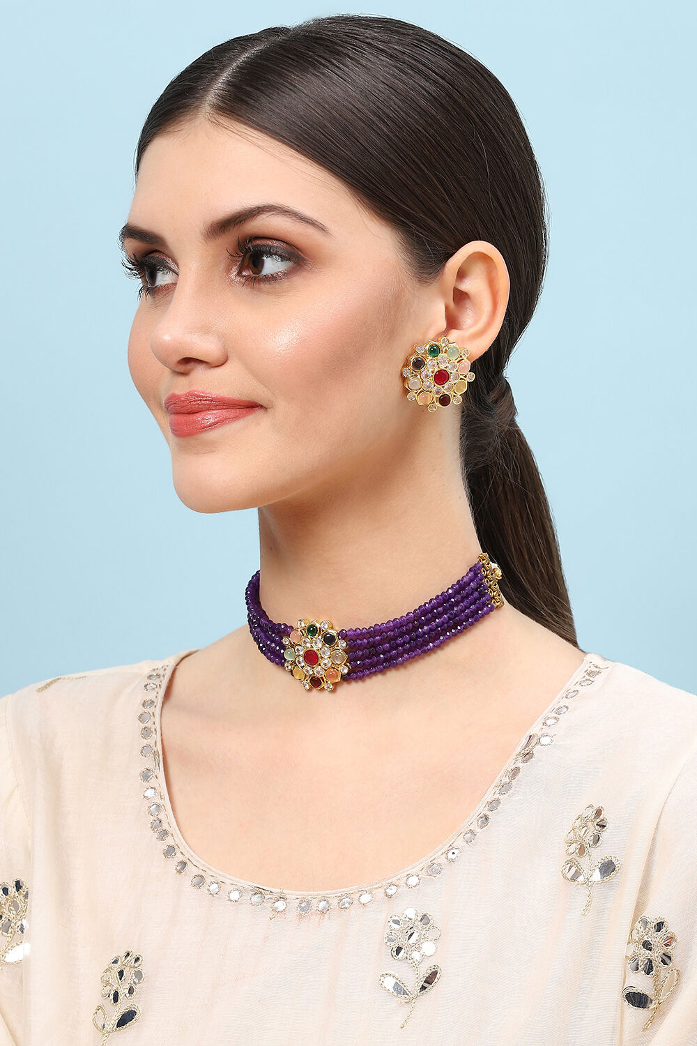 Multicolour Alloy Necklace Set image number 3