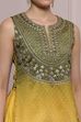 Yellow Olive Cotton Silk Straight Lehenga Set image number 1