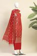 Hot Pink Poly Cotton Banarasi Unstitched Suit Set image number 4